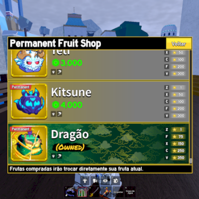 Conta com dragon perm e frutas miticas no inv ate 3 slot
