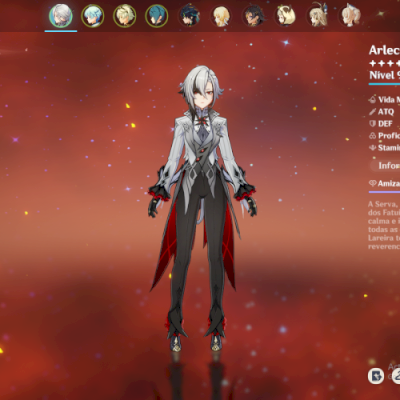 conta AR55 com, mualani, kinich, ayaka, arlecchino e chasca...