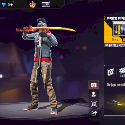 Conta free fire com katana do cobra!!