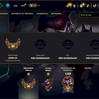 Ouro 3 com 80 Champs e 11 Skins