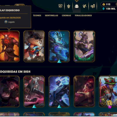 Conta LOL NFA Com nivel 627 com 160 skins 50 skins legado e mais 10 em espolios