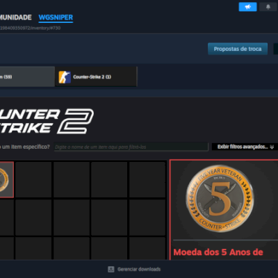 Conta Steam com insignea de 8 anos e medalha de serviço de 5 anos no CS-GO!!