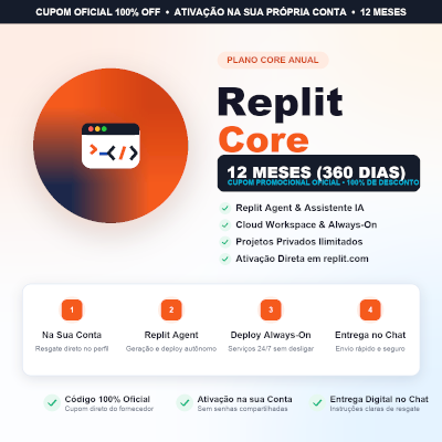 Replit Core 12 Meses | Cupom Oficial Plano Anual | Na Sua Conta