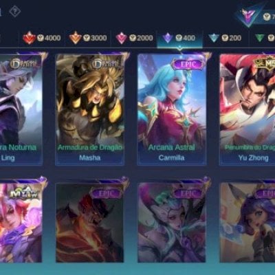 Conta a venda com 296 skins e 128 heróis