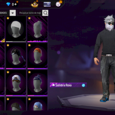 Conta de FF com 120 cabelos, 232 peitoral, 152 calça, nível 60, negocio preço!