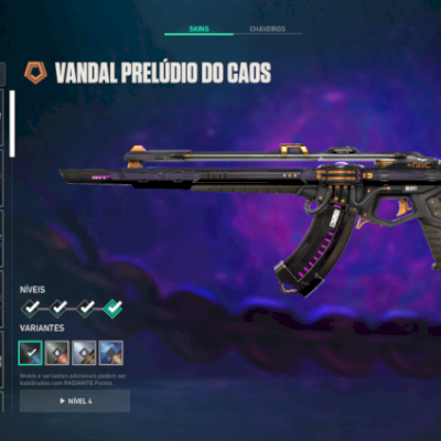 CONTA VALORANT COM VANDAL PRELURDIO DO CAOS LEVEL 70+