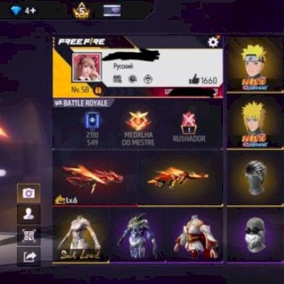 Conta GEMADA Free Fire - Itens Valiosos