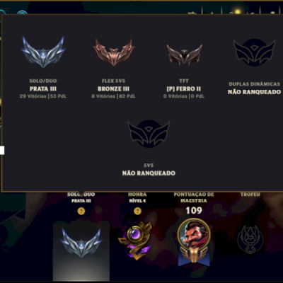 Prata 3 com 70 Champs e 44 Skins ( Mais de 50 Jogos )