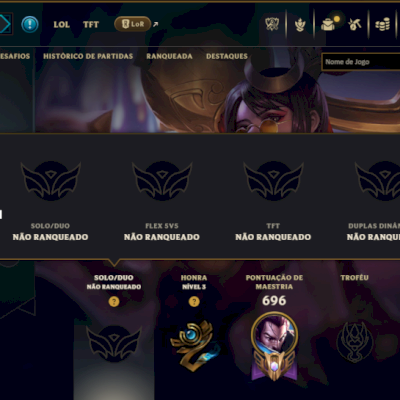 Unranked com TODOS os Champs e 120 Skins ( ADC / MID / JG )