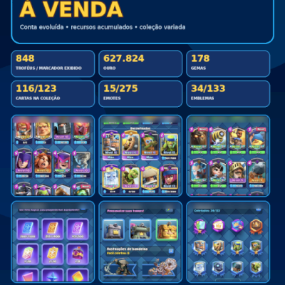 👑 Conta Clash Royale à Venda | 116 Cartas, Ouro e Cartas Evoluídas 🔥