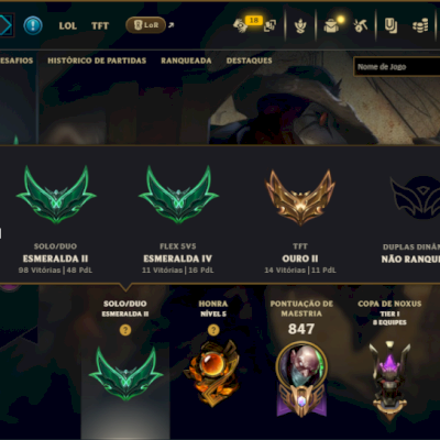 Esmeralda 2 com TODOS os Champs e 343 Skins ( JG / MID / ADC ) - ( Nivel 652 )
