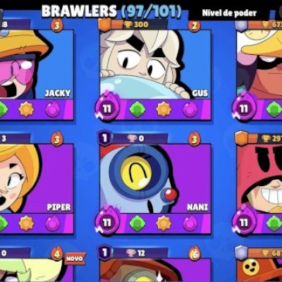 Conta de braw 48k troféus, 60 hipercargas, 42 brawlers máx