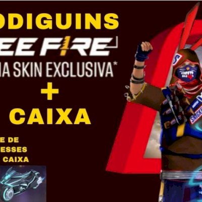 2 CODIGUINS SNICKERS FREE FIRE + CAIXA COM ITENS EXCLUSIVOS