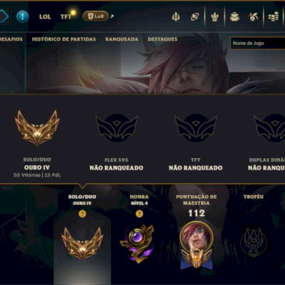 Ouro 4 com 50 Champs e 7 Skins