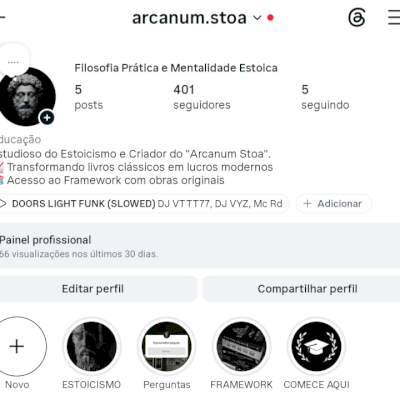 Conta de Instagram com 400 seguidores