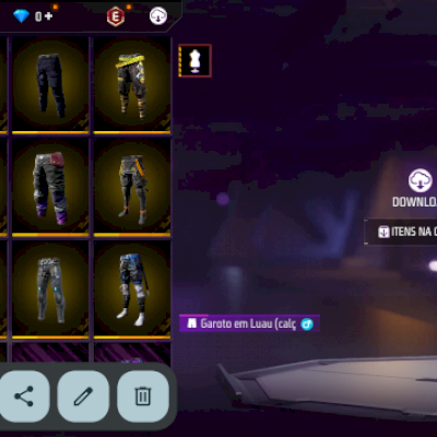 Conta de FF com 273 skin de camisa 192 calças 172 sapatos 158 cabelo e 128 rosto