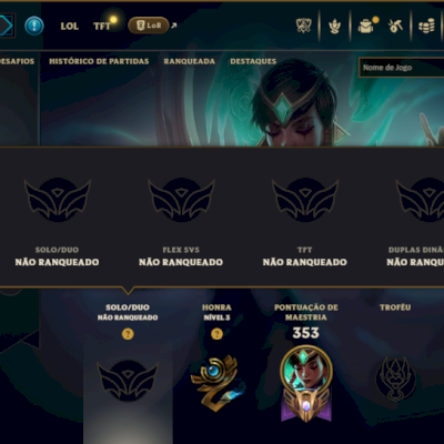 Unranked com 120 Champs e 129 Skins ( SUP / ADC )
