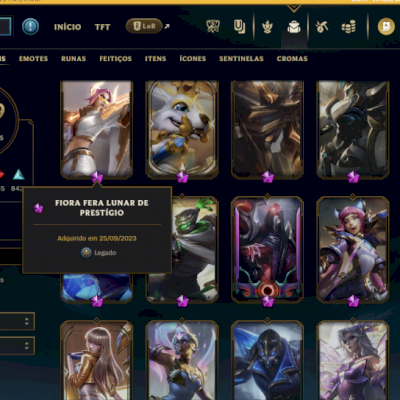 Super  conta League of legends , com 1649 skins, 290 emotes, 230 itens e mais!