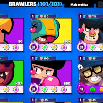 Conta para competitivo, com todos os brawl, hiper e bufies. Ano 2019. +D100mil🏆