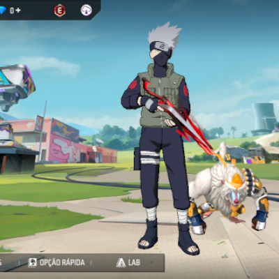 Conta Top de FF com Skins da parceria Naruto