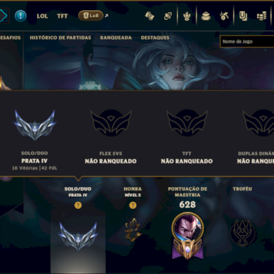 Prata 4 com TODOS os Champs e 181 Skins ( MID / ADC ) - ( Nivel 643 )