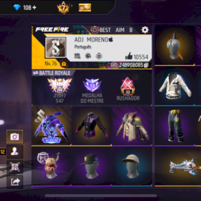 Primeiro e segundo passe conta de free fire 2018 muito gemada e rara