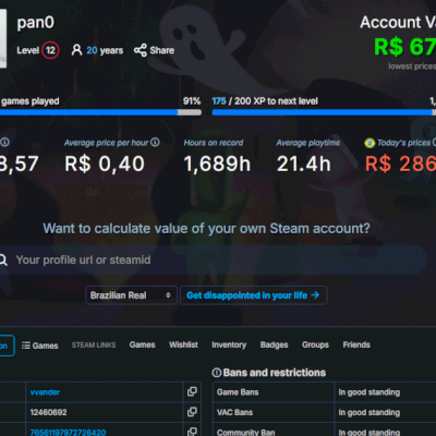 Conta Steam com 86 jogos valendo mais de 1900 R$