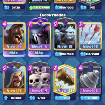 Conta de clash Royale 10k troféus, nível 14,6k gemas cartas nível  alto.