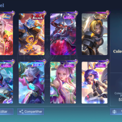 MOBILE LEGENDS CONTA BARATA, FULL HERÓIS + 239 SKINS
