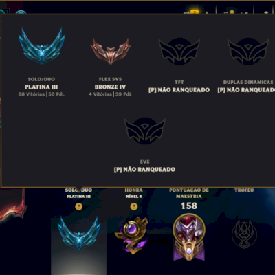 Platina 3 com 90 Champs e 68 Skins