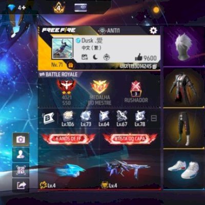 Conta free fire nível 71 , passe do mano Max , angelical azul , barbinha