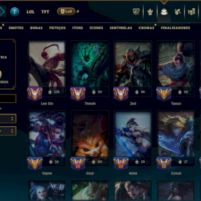 Prata 3 com TODOS os Champs e 151 Skins ( ADC / MID / TOP )