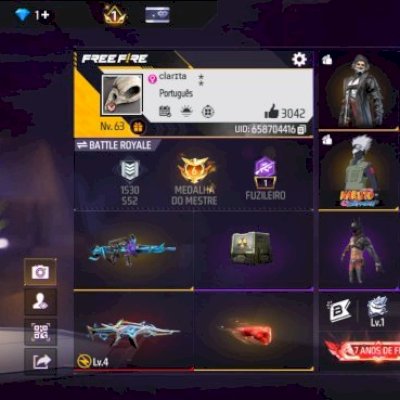 Conta Free Fire antiga,passes antigos, evolutivas e punhos!