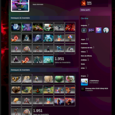 Conta Dota 2 c/ Vários itens Exclusivos e jogos na steam