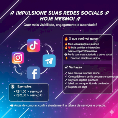 🚀 Impulsionamento de Redes Sociais – Instagram, TikTok, Face🚀