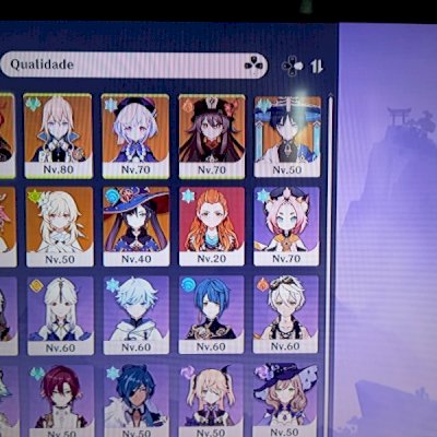 Conta de Genshin AR 48 com 8 personagens 5 estrelas