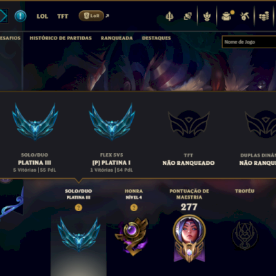 Platina 3 com 130 Champs e 41 Skins ( TOP / JG )