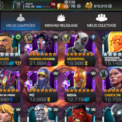 Conta de marvel torneio de campeões mcoc, mcoc, muito upada