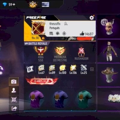 Conta full passes antigos, prime 8, 1k de peitoral