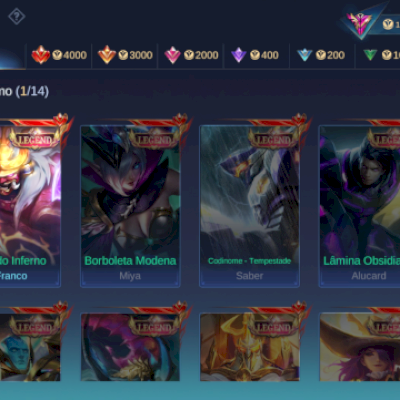 VENDO CONTA MOBILE LEGENDS COM SKINS COLECTOR, COLEÇÃO DUCATI, COLEÇÃO NARUTO...