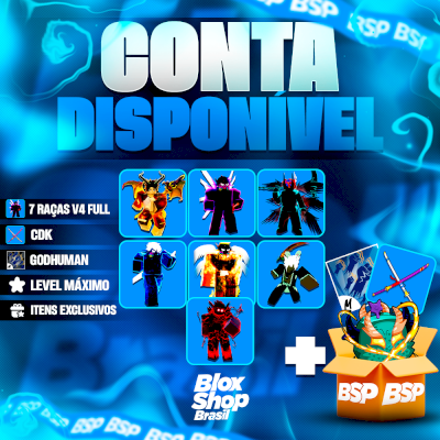 CONTA BLOX FRUITS > 🐲🤖🦈🐰🙎‍♂️😇👨‍🎤7 RAÇAS V4 FULL + ⚔️CDK + 👊GODHUMAN