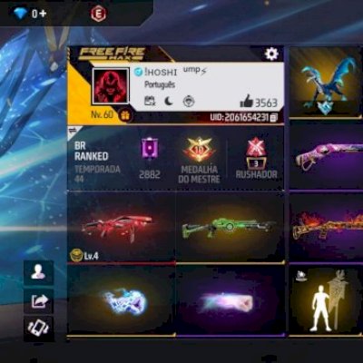 CONTA DE FF COM BARBINHA SOMBRA ROXA E MUITO MAIS