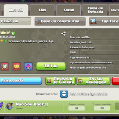 Clã lvl 7 Faltando pouco pra ir pro 8 com cv 16 de brinde