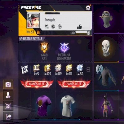 CONTA DE FREE FIRE 2017 COM MUITAS SKINS RARAS!