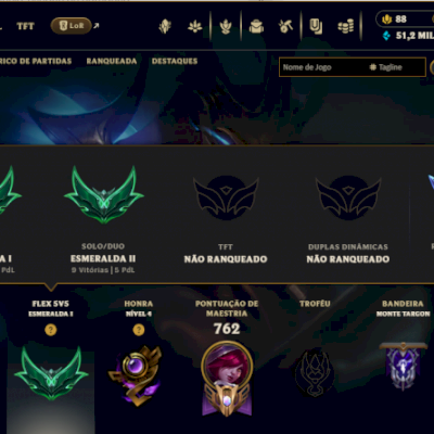 CONTA LOL DE 2015 DIAMANTE/ESMERALDA