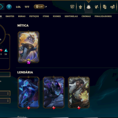 Ouro 4 com 60 Champs e 29 Skins +1 Prestigio da Zoe