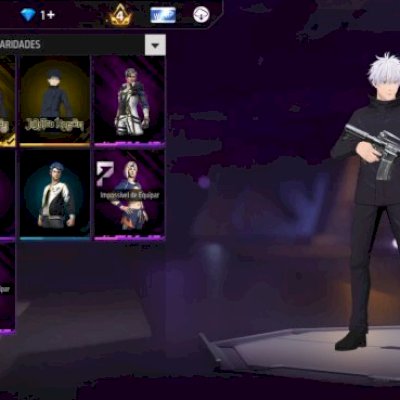 CONTA COM SATORO GOJO MEGUMI É CALÇA ANGÉLICAL ROXA É ALGUNS ITEMS BONS