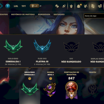 Esmeralda 1 com TODOS os Champs e 257 Skins ( JG / MID ADC ) - ( Nivel 689 )