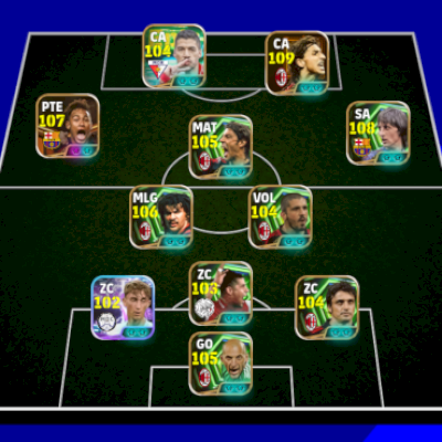 Conta efootball, 3243, box milan completa, Ibra 109+Cruiff 109+Ney 107+Gullit