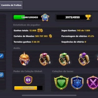 Conta 8 Ball Pool Top demais, Todos os Lendários